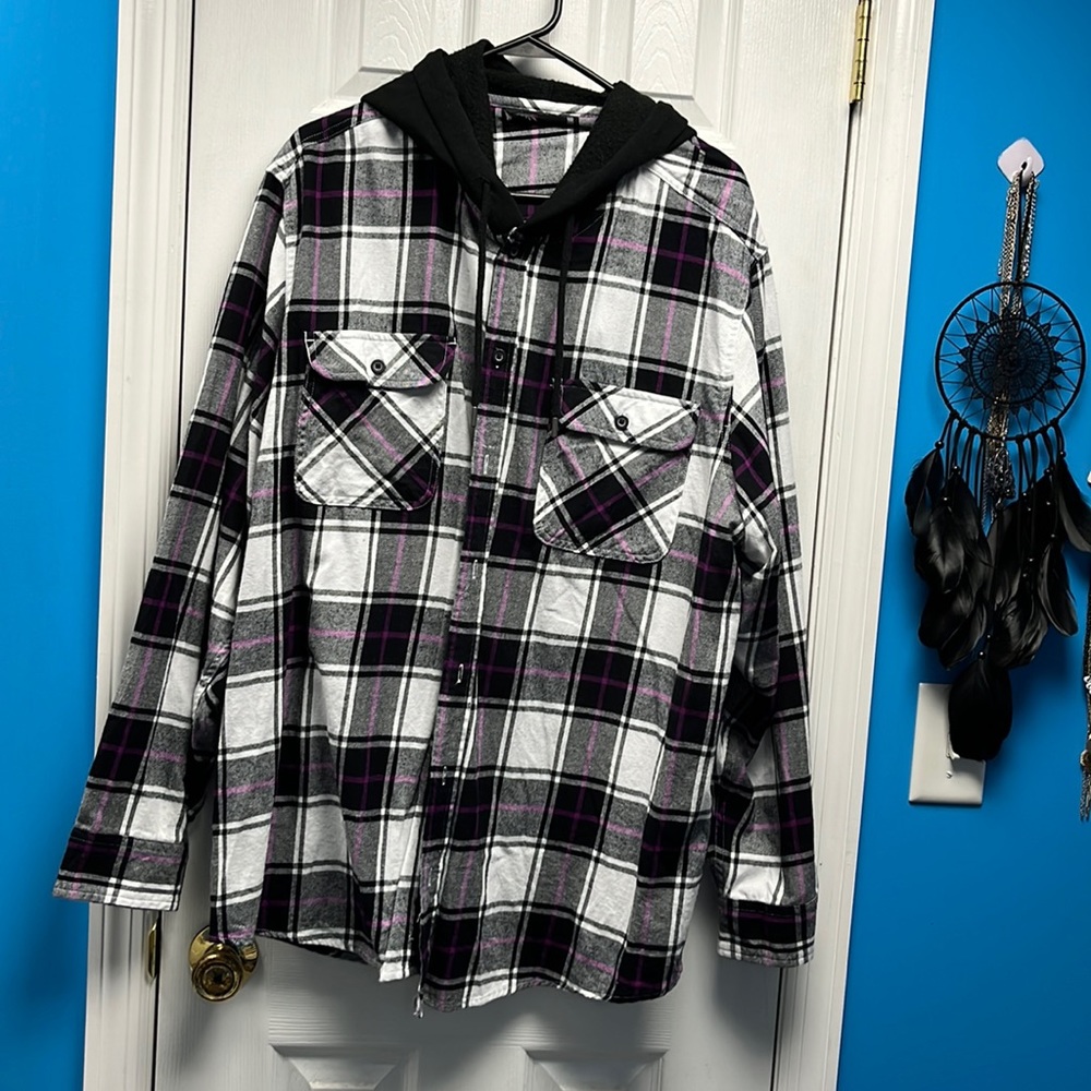 Black and Purple Plaid Hoodie